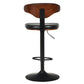 Costway Walnut Bentwood Barstool Height Adjustable Upholstered Swivel Stool