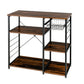 Costway Walnut Industrial Kitchen Baker's Rack Microwave Shelf with 6 Hooks