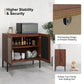Costway Walnut Kitchen Sideboard with 2 Rattan Doors and Adjustable Shelf