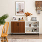 Costway Walnut Modern Buffet Sideboard with 2 Doors and Open Compartments
