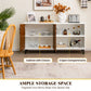 Costway Walnut Modern Buffet Sideboard with 2 Doors and Open Compartments