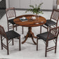 Costway Walnut Wooden Dining Table with Round Tabletop and Curved Trestle Legs
