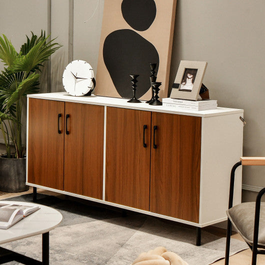 Costway White 4-Door Kitchen Buffet Sideboard for Dining Room and Kitchen