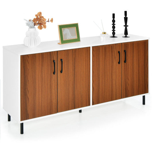 Costway White 4-Door Kitchen Buffet Sideboard for Dining Room and Kitchen