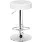 Costway White Adjustable Round Leather Swivel Seat Bar Stool