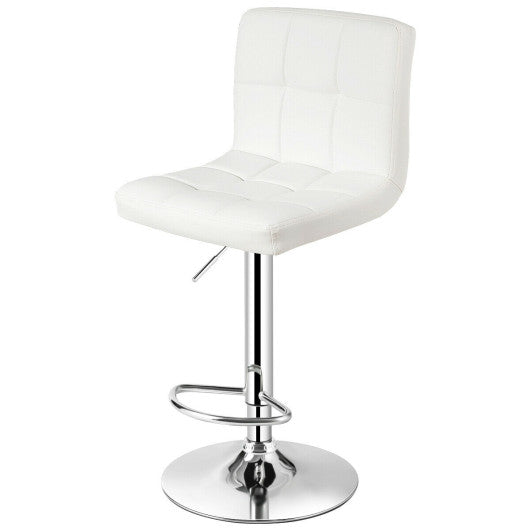 Costway White Adjustable Swivel Bar Stool with PU Leather