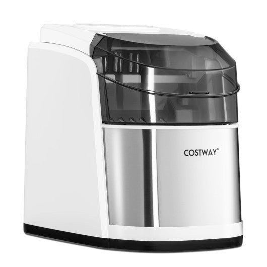 Costway White Countertop Ice Maker 26.5lbs/Day with Self-Cleaning Function and Flip Lid