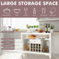 Costway White Elegant Classical Multifunctional Wooden Wine Cabinet Table
