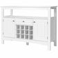 Costway White Elegant Classical Multifunctional Wooden Wine Cabinet Table