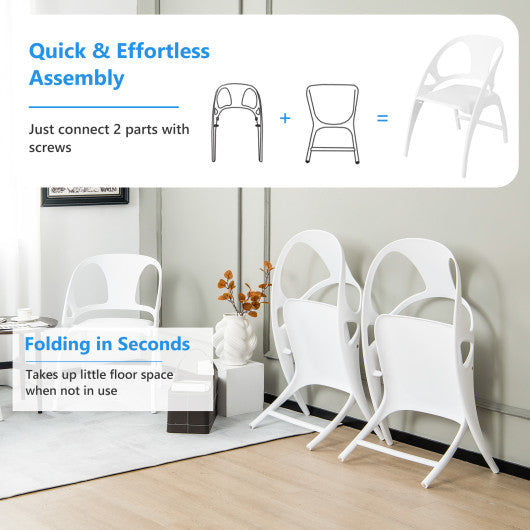 Costway White Folding Dining Chairs Set of 2 with Armrest and High Backrest