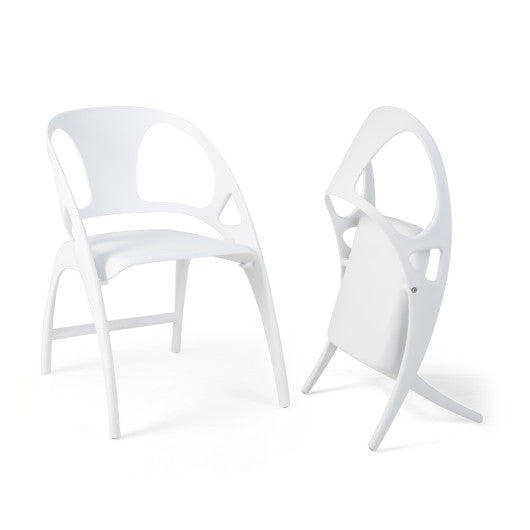 Costway White Folding Dining Chairs Set of 2 with Armrest and High Backrest