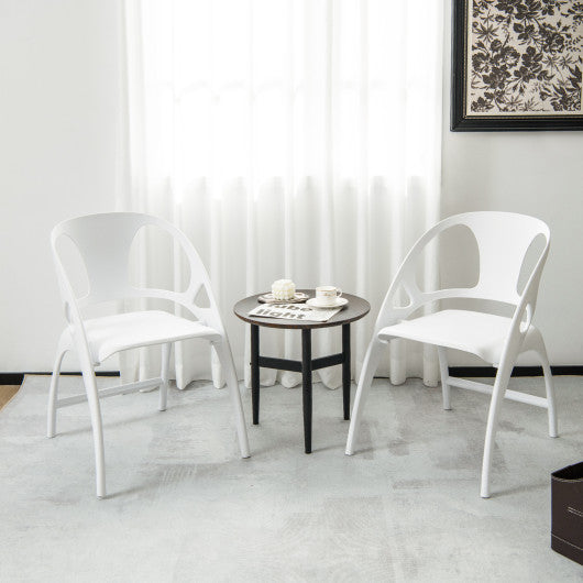 Costway White Folding Dining Chairs Set of 2 with Armrest and High Backrest