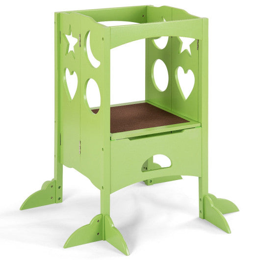 Costway White Folding Kids Kitchen Helper Kitchen Counter Step Stool