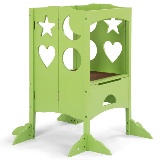 Costway White Folding Kids Kitchen Helper Kitchen Counter Step Stool