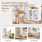 Costway White Freestanding Kitchen Buffet Cabinet with Glass Doors and Adjustable Shelf