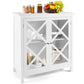 Costway White Freestanding Kitchen Buffet Cabinet with Glass Doors and Adjustable Shelf