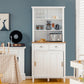 Costway White Freestanding Kitchen Pantry with Hutch Sliding Door and Drawer