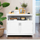 Costway White Kitchen Buffet Server Sideboard Storage Cabinet with 2 Doors and Shelf