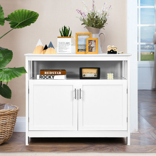 Costway White Kitchen Buffet Server Sideboard Storage Cabinet with 2 Doors and Shelf
