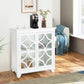 Costway White Kitchen Buffet Sideboard with Glass Doors and Adjustable Shelf
