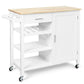 Costway White Kitchen Island Cart Rolling Serving Cart Wood Trolley