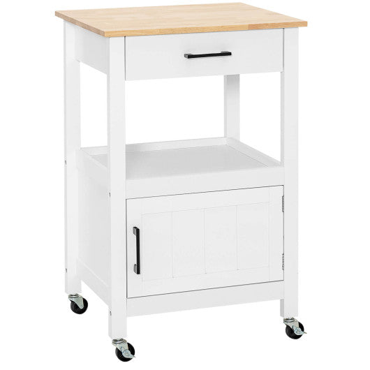 Costway White Kitchen Island with Storage Drawer and 3 Hooks