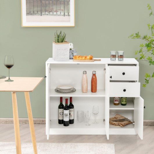 Kitchen Storage Cabinet Cupboard with Wine Rack and Drawers - Costway