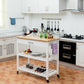 Costway White Multifunction Kitchen Island Rolling Trolley Cart