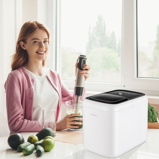 Costway White Portable Self-Clean Countertop Ice Maker with Ice Basket and Scoop