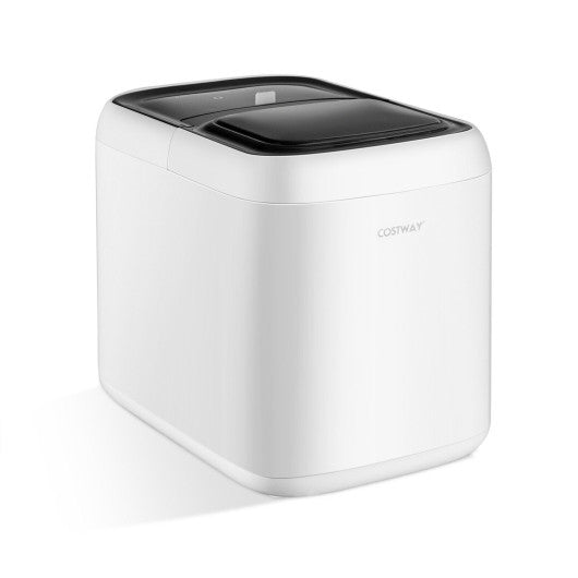 Costway White Portable Self-Clean Countertop Ice Maker with Ice Basket and Scoop