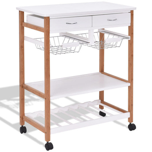 Costway White Rolling Kitchen Island Trolley Cart