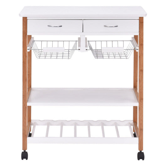 Costway White Rolling Kitchen Island Trolley Cart