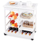 Costway White Rolling Wood Kitchen Trolley Cart Island Shelf w/ Storage Drawers Baskets New