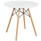 Costway White Round Modern Dining Table with Solid Wooden Leg