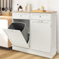 Costway White Rubber Wood Kitchen Trash Cabinet with Single Trash Can Holder and Adjustable Shelf