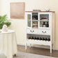 Costway White Sideboard Buffet Cabinet with 2 Tempered Glass Doors