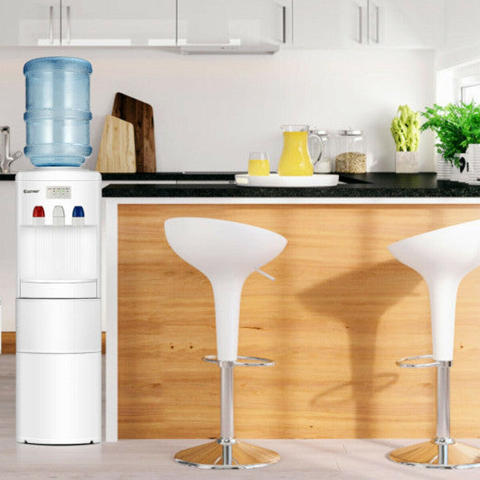 Costway White Top Loading Water Dispenser with Built-In Ice Maker Machine