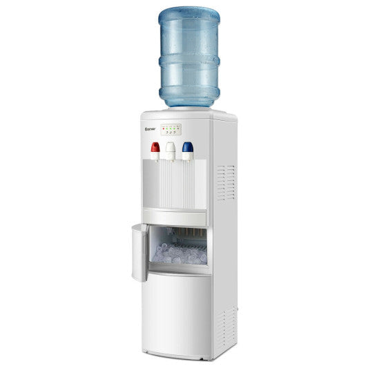 Costway White Top Loading Water Dispenser with Built-In Ice Maker Machine