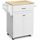 Costway White Utility Rolling Storage Cabinet Kitchen Island Cart with Spice Rack