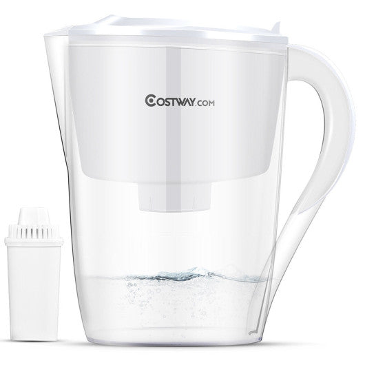 Costway White Water Pitcher Filter 10 Cup Capacity BPA Free with 1 Portable Filter