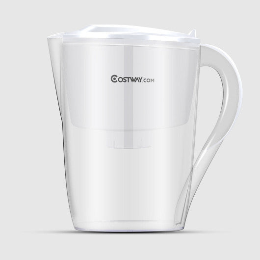 Costway White Water Pitcher Filter 10 Cup Capacity BPA Free with 1 Portable Filter
