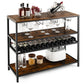 Costway Wine Rack Table With 4 Rows of Glass Holders