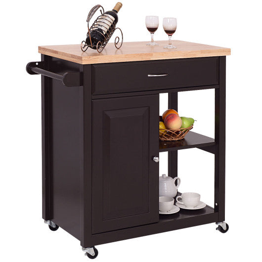 Costway Wood Rolling Kitchen Storage Trolley Cart