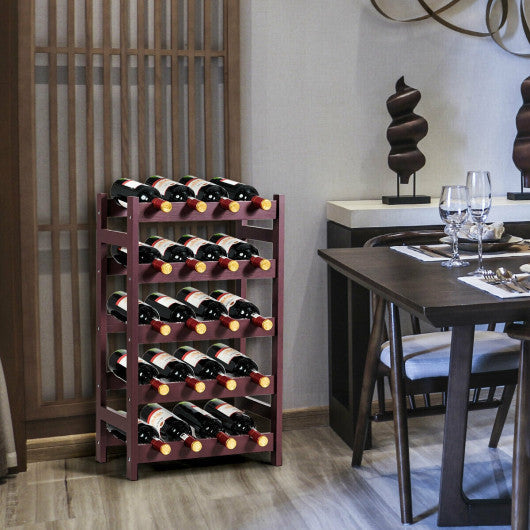 Costway Wood Wine Rack 5-Tier Bottle Display Storage Shelf Free Standing