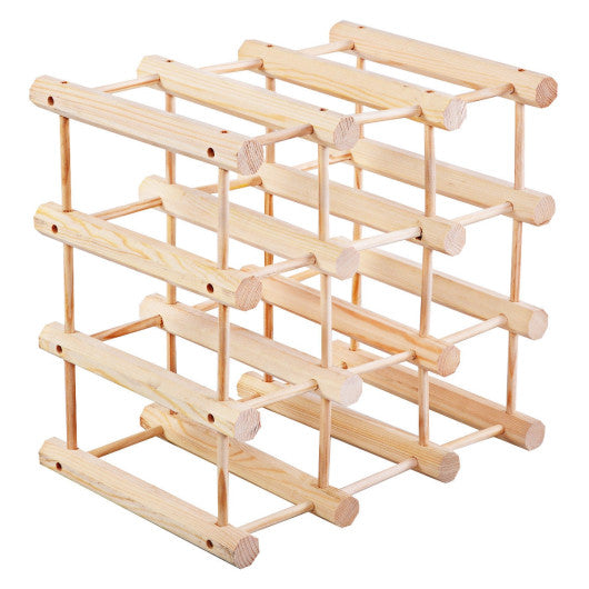 Costway Wooden Bottle Rack Wine Holder for 12 Bottles