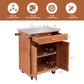 Costway Wooden Kitchen Rolling Storage Cabinet with Stainless Steel Top