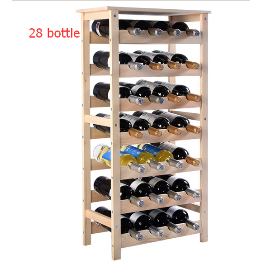 Costway Wooden Wine Holder Bottle Rack for 28 Bottles