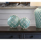 Crestview Collection 10" & 8" Coastal Glass Fisher Buoys Decoration Wrapped With Bleached Rope In Aqua Glass Finish