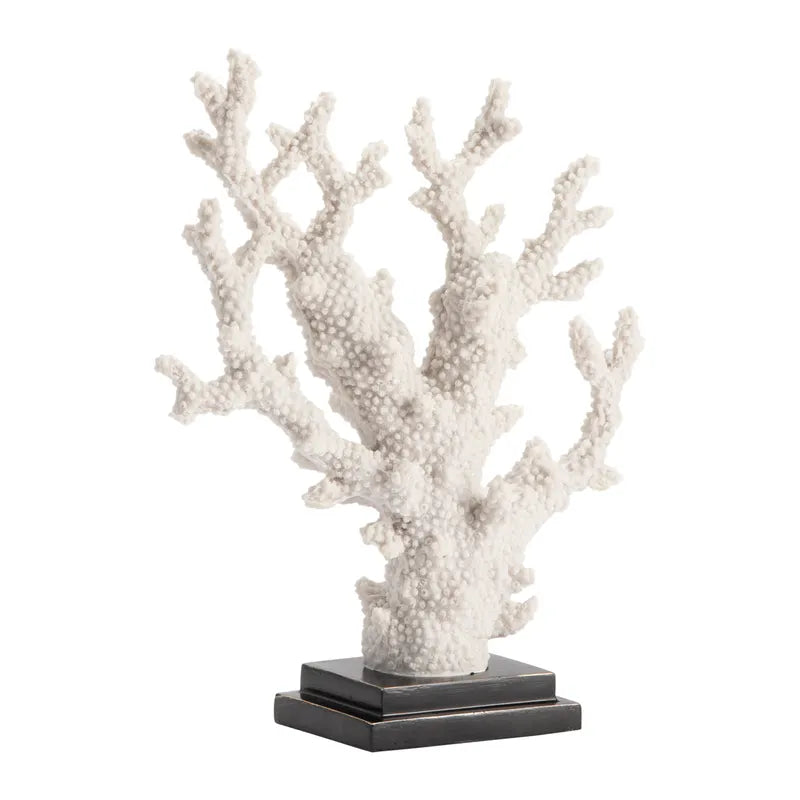 Crestview Collection 11" x 4" x 14" Coastal Resin Natural Coral Statue In Natural White Coral Finish