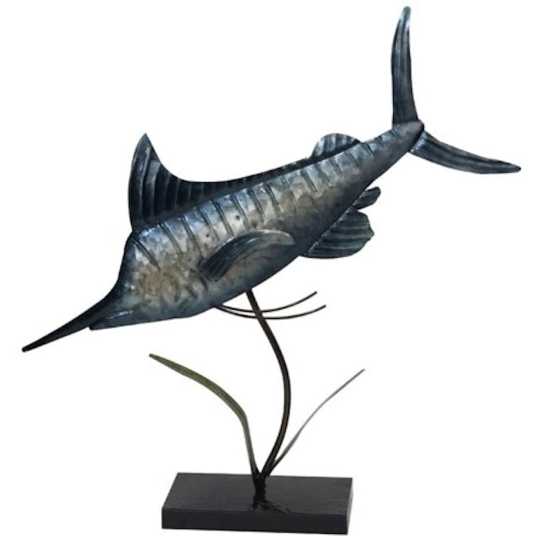 Crestview Collection 19" x 4" x 15" Coastal Resin Tropical Fish Statue In Blue and Brown Finish